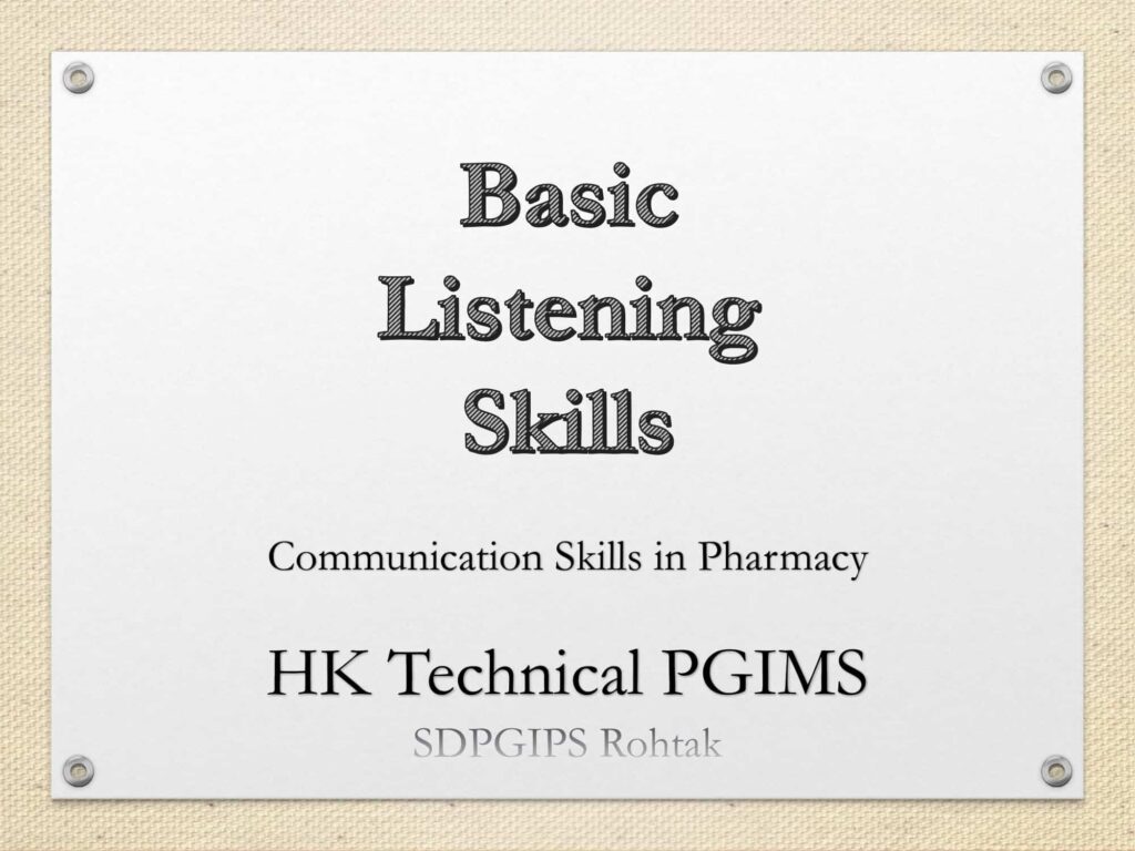 Basic Listening Skills